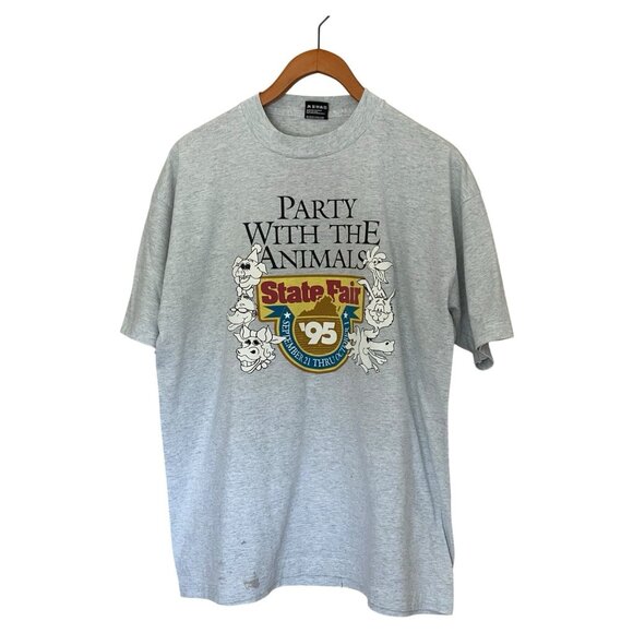 1995 Virginia State Fair Gray S/S Vintage T-Shirt Men's XL Single Stitch - Picture 1 of 9